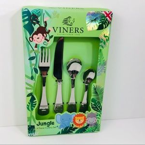 Viners Jungle Kids Cutlery Set Toddlers High Quality 4 Piece Utensils New